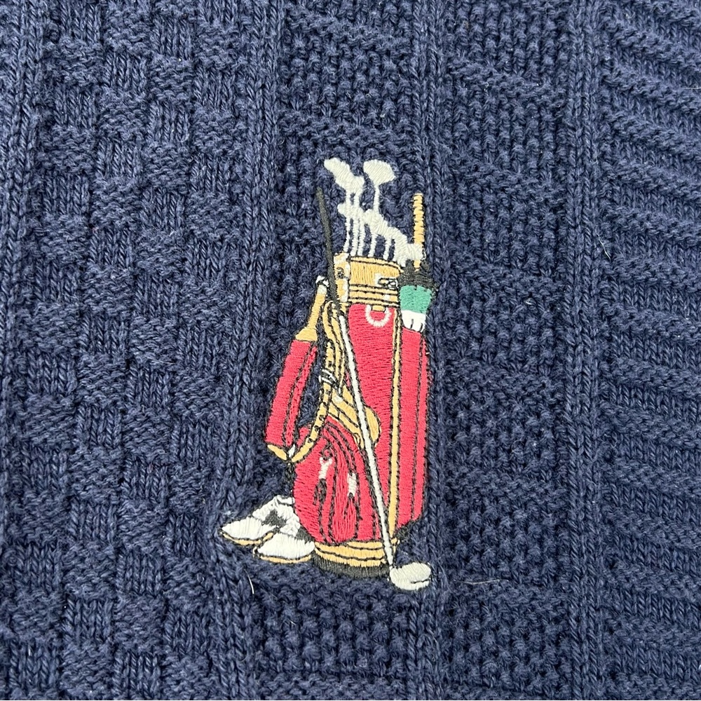 Carmel Golf Cotton Sweater Sz XL Tall Navy Blue Embroidered Classic USA Vintage - Picture 4 of 11